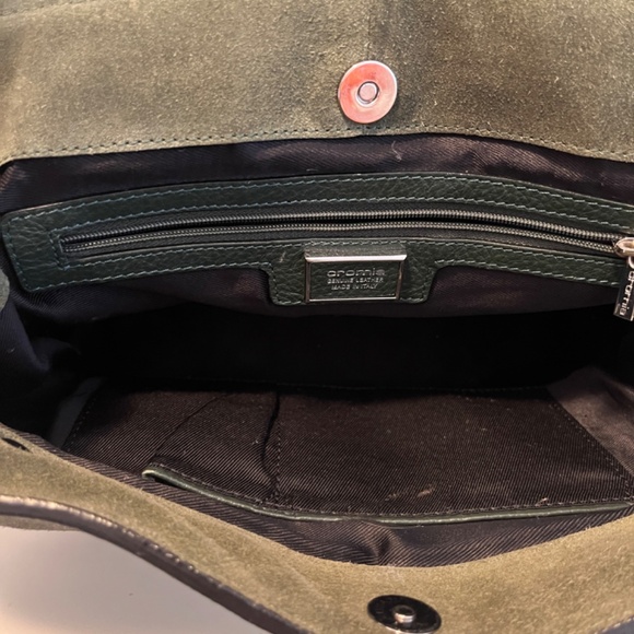 Cromia Leather 🇮🇹 Purse Magnetic Closure Olive Green Satchel Bag Made In Italy - Picture 13 of 16